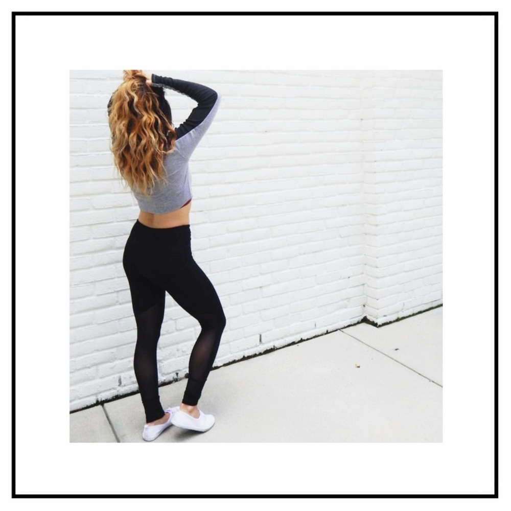 Fabletics Black Mesh Leggings - XXS